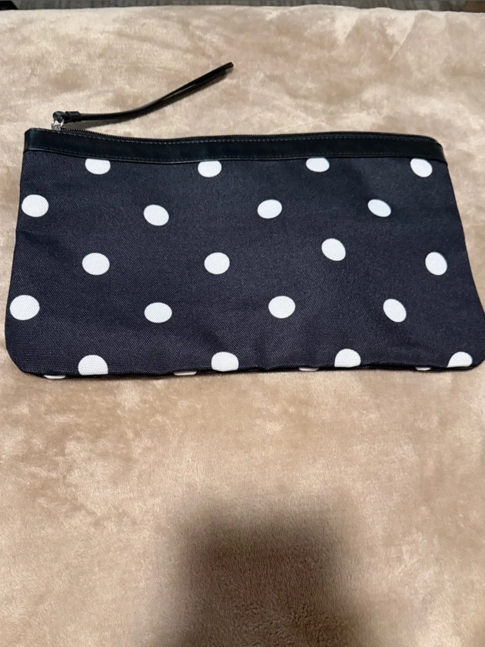 PINK Victoria's Secret Black Cosmetic Pouch with White Polka Dots